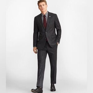 Brooks Brothers Milano Fit 1818 pinstripe suit in charcoal gray MiUSA